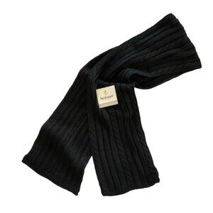 Isotoner Black Cable Knit Neck Scarf Cold Weather New